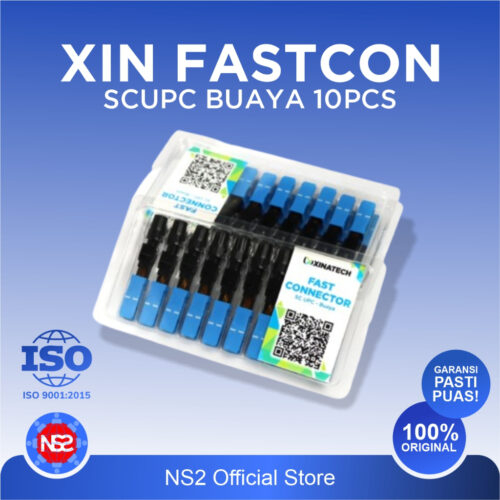 Xinatech Fastcon 5.5CM-6CM - Fast Connector 10 Pcs Buaya SC UPC - Konektor FO Biru - Fastcon Low Insert Loss 1 Pack Fastcon Scupc Biru